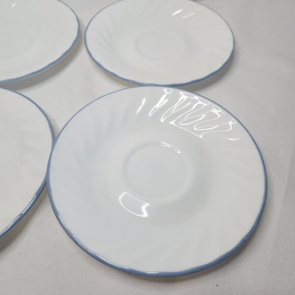 Set Of 7 Corelle English Meadow 6-inch saucers Swirl Blue Microwave-Safe 6 - Picture 4 of 5